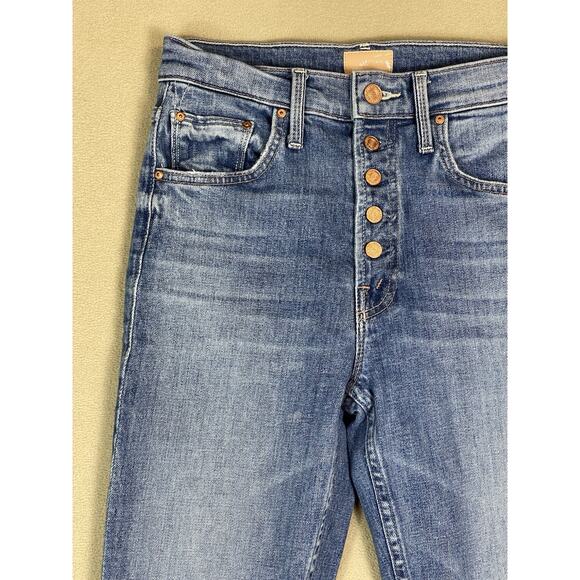 Mother Jeans Womens 24 Blue The Pixie Tomcat Crop‎ Distressed Mid Rise Denim - Picture 2 of 15